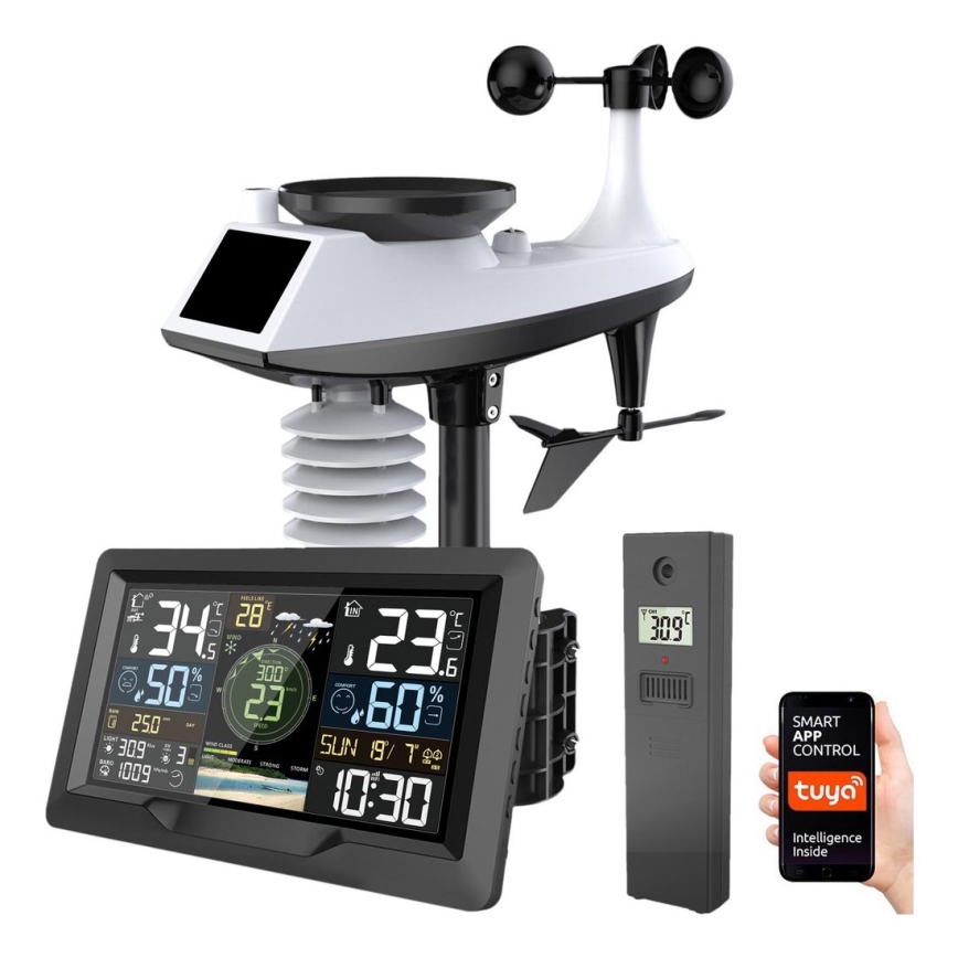 Stații meteo profesionale cu ecran LCD color 5V/2xAA + 3xAA + 2xAA Wi-Fi Tuya