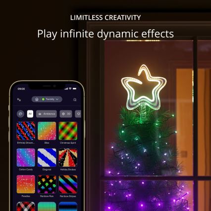 Stea LED RGB dimabilă de Crăciun Twinkly TREE TOPPER 76xLED USB Wi-Fi