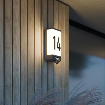 Steinel 094263 - Placă pentru număr de casă cu senzor 1xE27/15W/230V L 14 S IP44