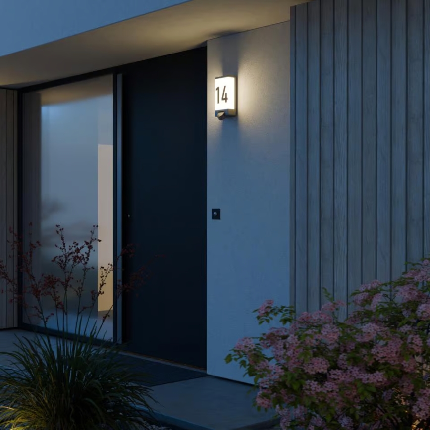 Steinel 094263 - Placă pentru număr de casă cu senzor 1xE27/15W/230V L 14 S IP44