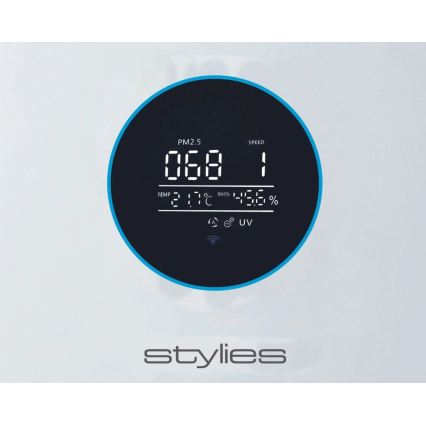 Stylies - Purificator de aer ALPHA 68W/230V cu umidificator și lampă UV-C, Wi-Fi, alb