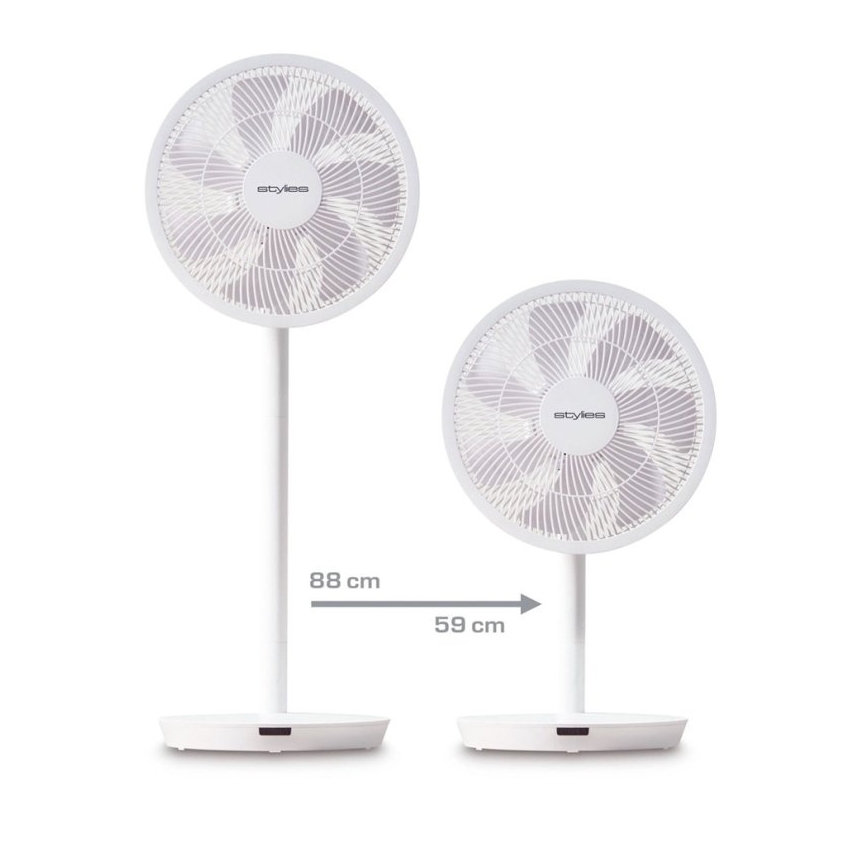 Stylies - Ventilator de podea 2 în 1 ANTILA 25 W/230 V 88 cm alb + telecomandă