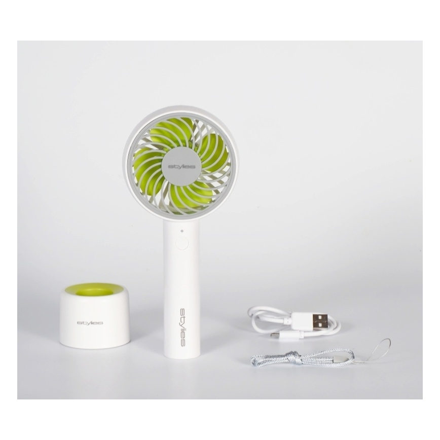 Stylies - Ventilator portabil reîncărcabil LACERTA 4W/5V 2500 mAh alb