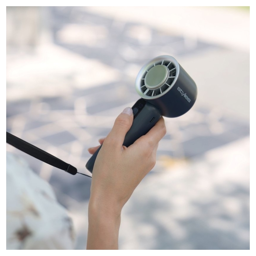 Stylies - Ventilator portabil reîncărcabil LACERTI 8W/5V 3000 mAh albastru