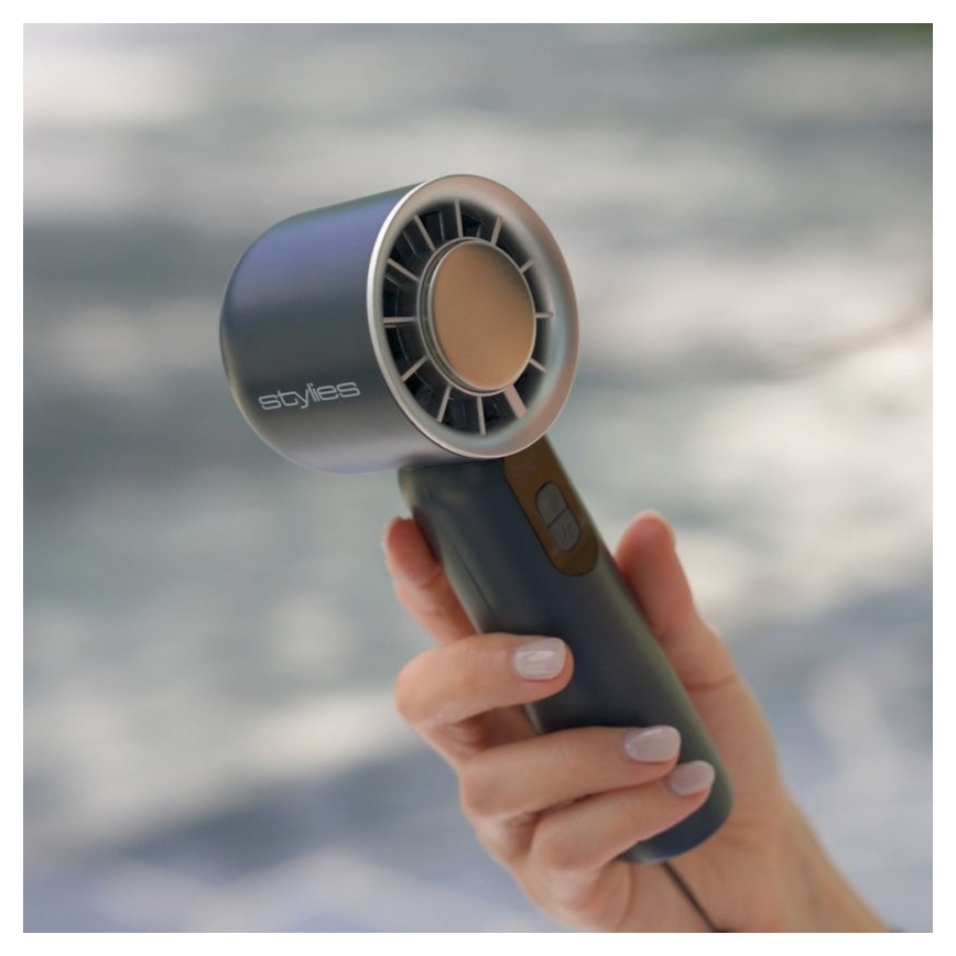 Stylies - Ventilator portabil reîncărcabil LACERTI 8W/5V 3000 mAh albastru