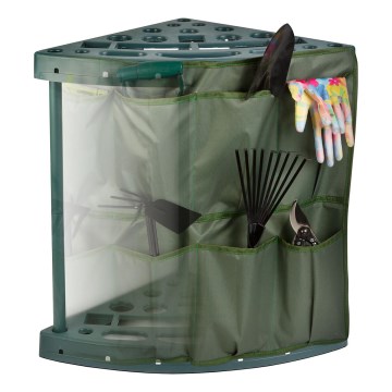 Suport de colț pentru unelte de grădină 43x43x59 cm, verde