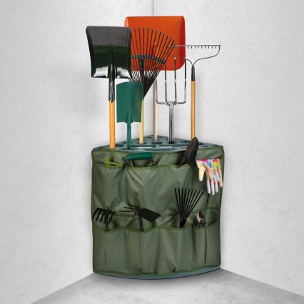 Suport de colț pentru unelte de grădină 43x43x59 cm, verde