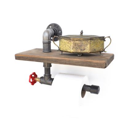 Suport de hârtie igienică cu raft BORURAF 22x31 cm molid