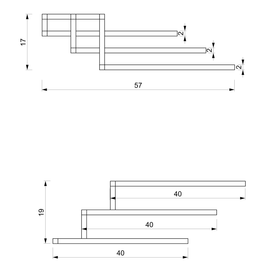 Suport de perete pentru prosoape 19x58 cm alb