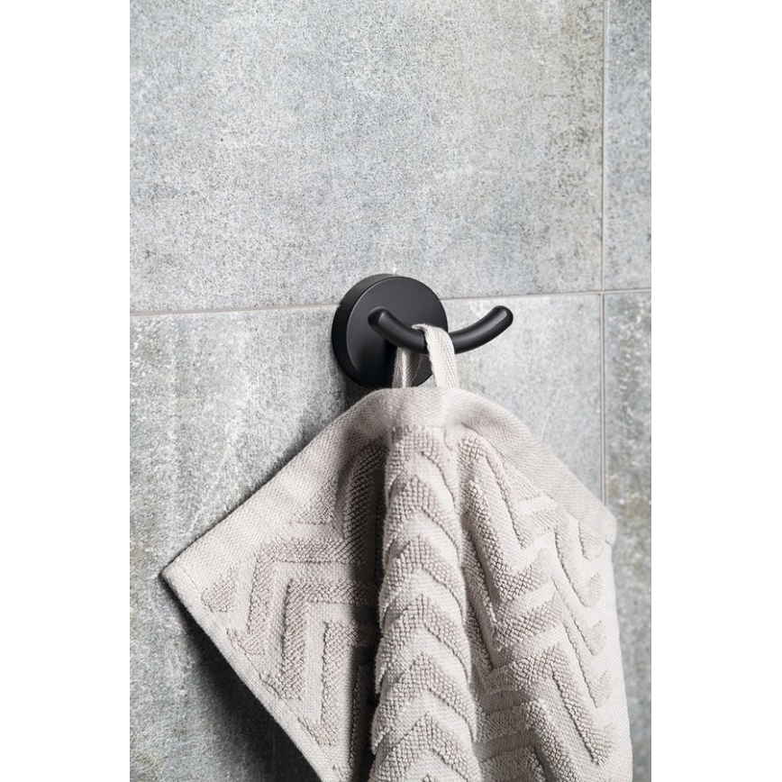 Suport de perete pentru prosoape Aqualine SAMBA negru