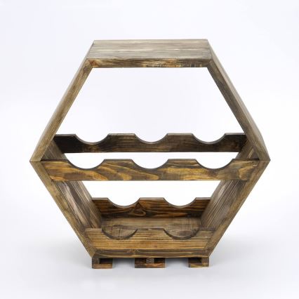 Suport de perete pentru vin 46x42 cm lemn/metal molid
