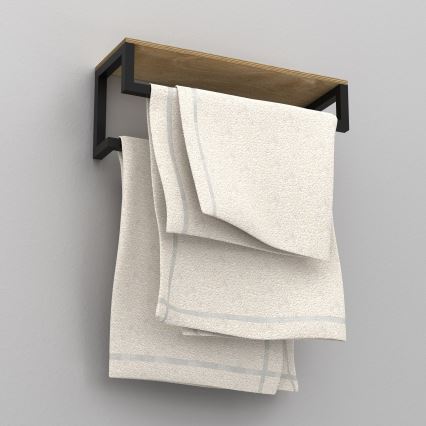 Suport de prosoape de perete cu raft 14x40 cm negru