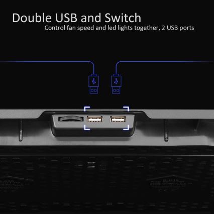 Suport de răcire pentru laptop 5x ventilator 2xUSB negru