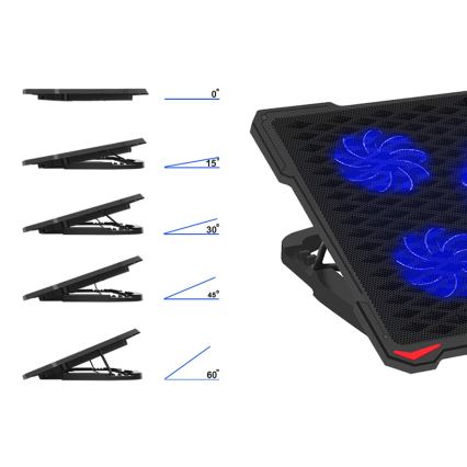 Suport de răcire pentru laptop 5x ventilator 2xUSB negru