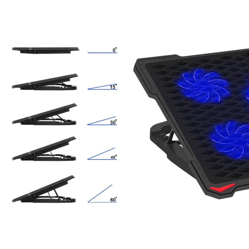 Suport de răcire pentru laptop 5x ventilator 2xUSB negru