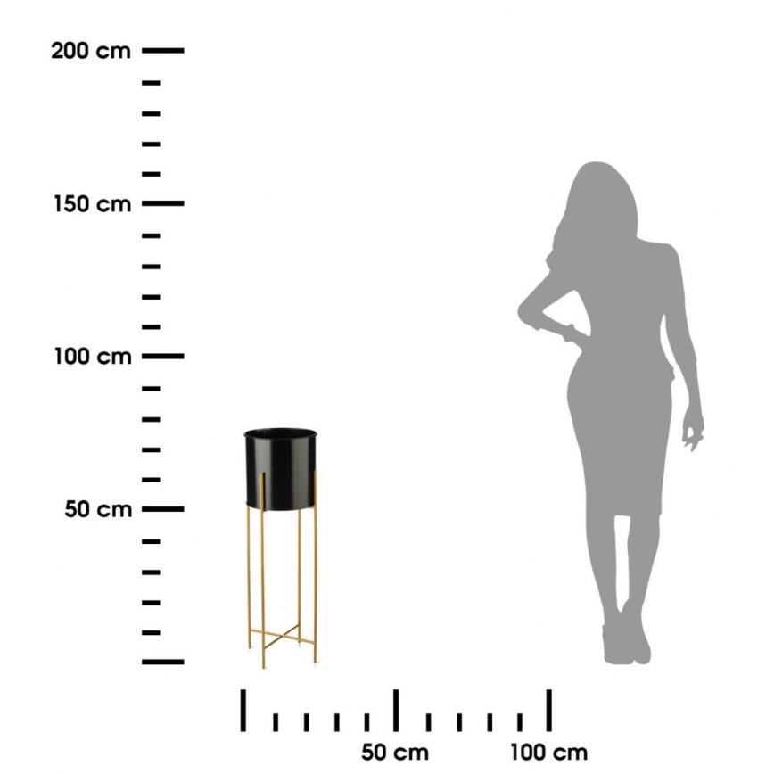 Suport pentru flori 75x17 cm negru/auriu