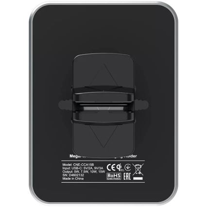 Suport magnetic auto de telefon cu funcție de încărcare fără fir Canyon Qi 5V negru dreptunghiular