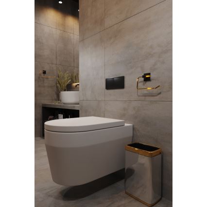 Suport metalic pentru hârtie igienică 8x16 cm negru/auriu