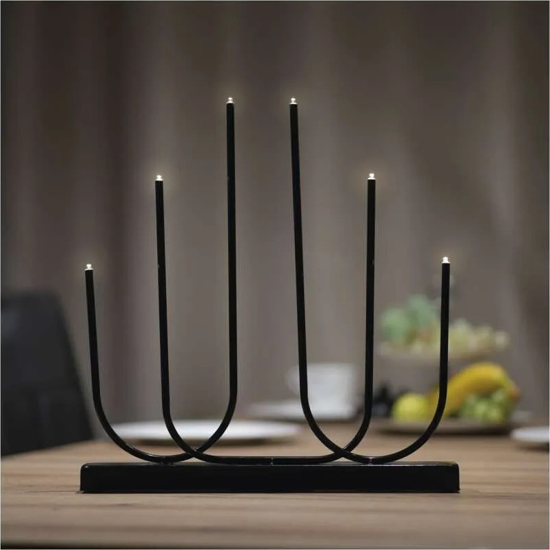 Suport pentru lumânare LED de Crăciun 6xLED/2xAA negru
