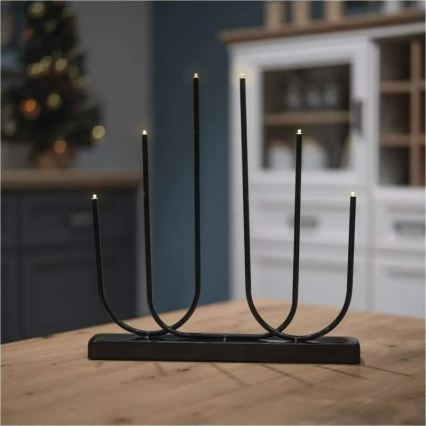 Suport pentru lumânare LED de Crăciun 6xLED/2xAA negru
