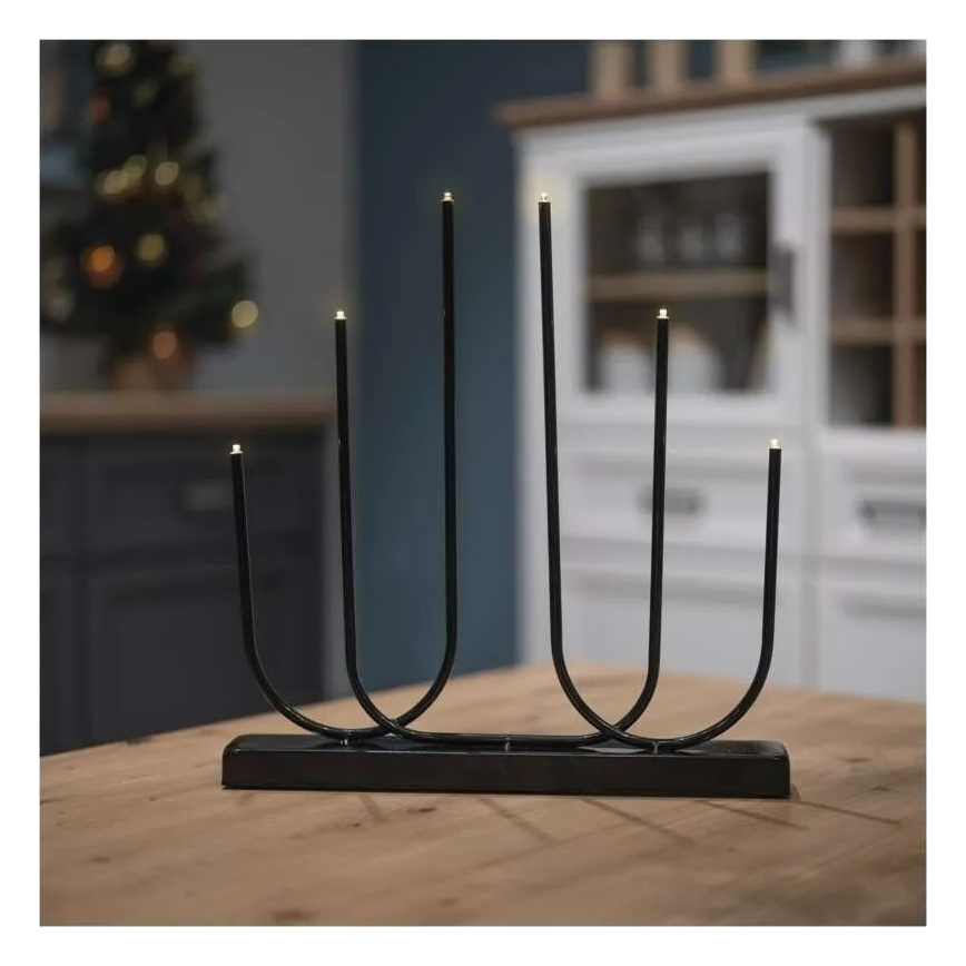 Suport pentru lumânare LED de Crăciun 6xLED/2xAA negru