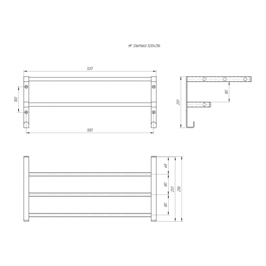 Suport pentru prosoape pentru calorifer de baie HF SHEFFIELD, 52 x 25,6 cm, alb