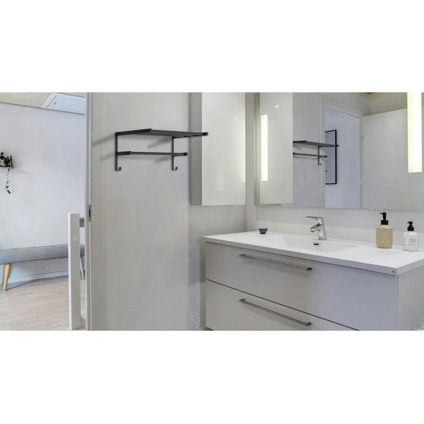 Suport pentru prosoape pentru calorifer de baie HF SHEFFIELD, 52x25,6 cm, negru