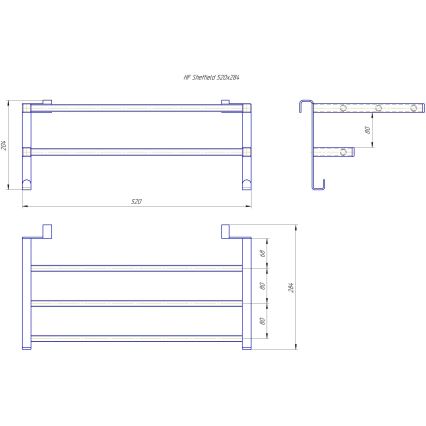 Suport prosoape HF SHEFFIELD pentru radiator de baie, 52 x 28,4 cm, negru