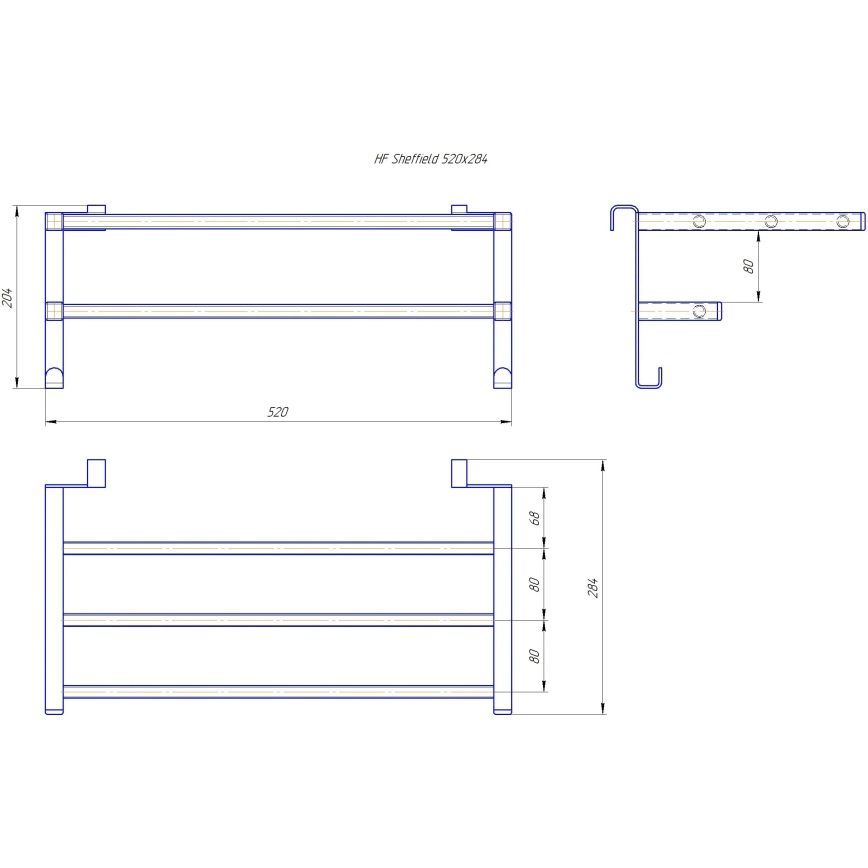 Suport prosoape HF SHEFFIELD pentru radiator de baie, 52 x 28,4 cm, negru