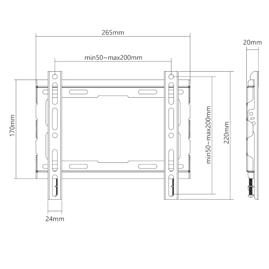 Suport TV fix de perete MK FLORIA MKF-23DF223 46 negru