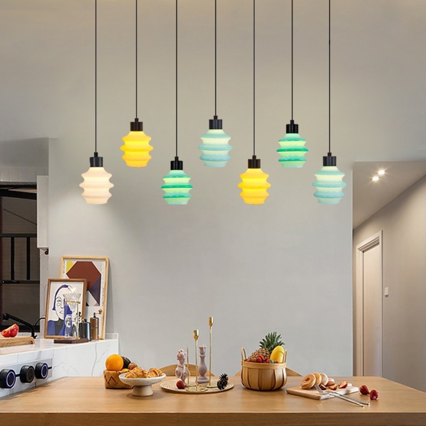 Suspensie LED pe cablu CACTUS 7xLED/2,8W/230V 3000K verde/galben/alb