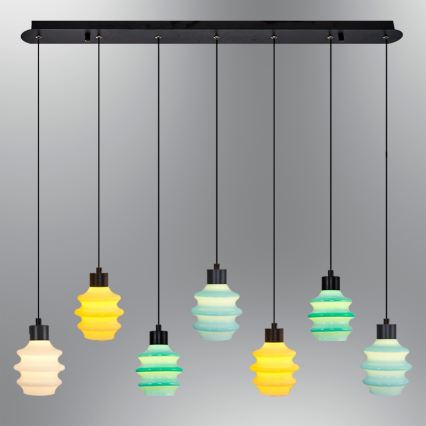 Suspensie LED pe cablu CACTUS 7xLED/2,8W/230V 3000K verde/galben/alb