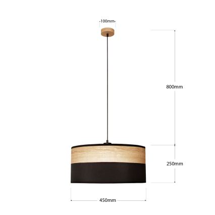 Suspensie pe cablu ALBA 1xE27/15W/230V Ø 45 cm negru/maro