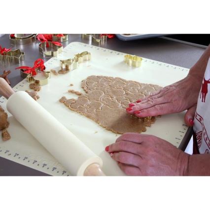 Suveică din lemn cu inserție din silicon TORO, 43 cm, crem