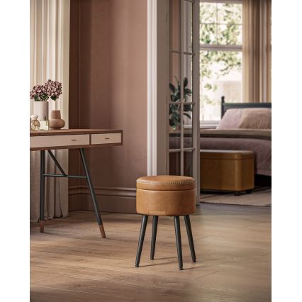 Taburet din piele CORE, coniac