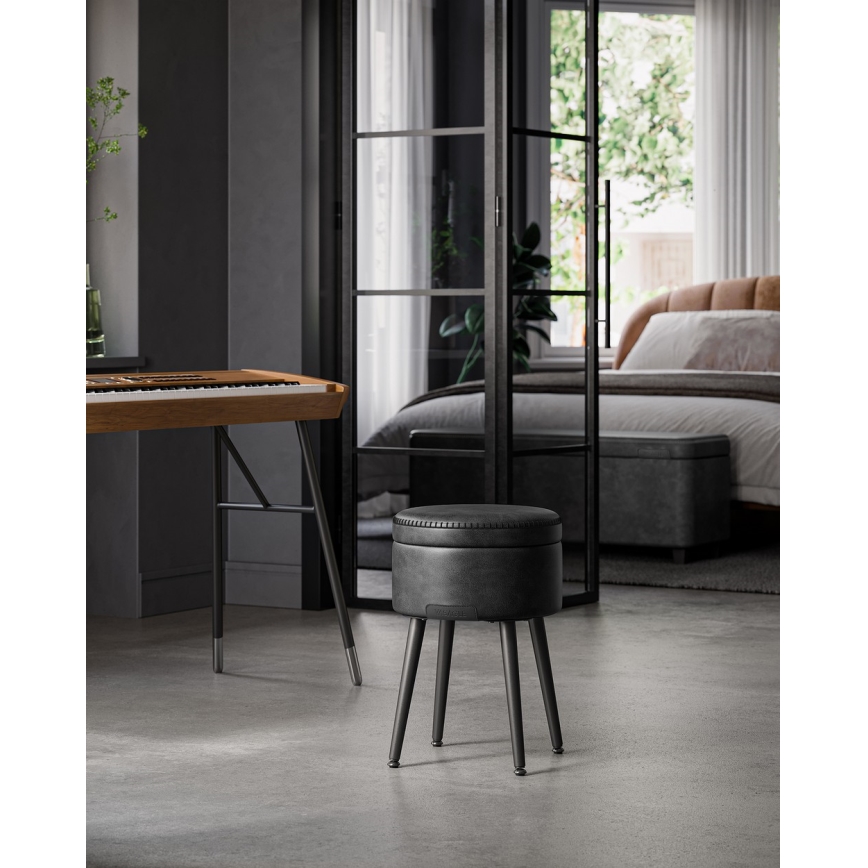 Taburet din piele CORE, negru