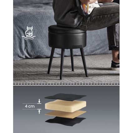 Taburet din piele CORE, negru