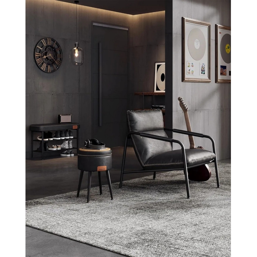 Taburet din piele CORE, negru