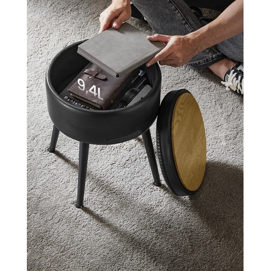 Taburet din piele CORE, negru