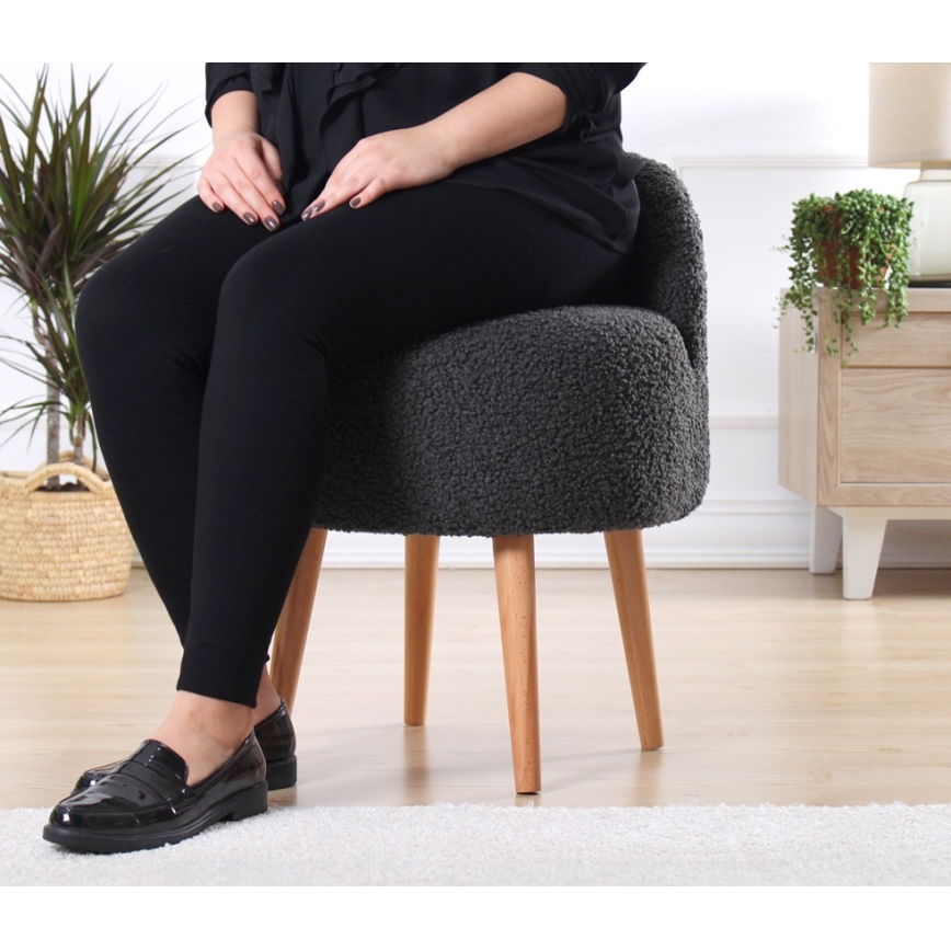 Taburet MIKI, Ø 46 cm, gri închis