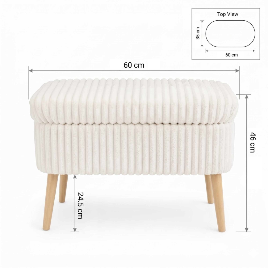 Taburet MOLIS 35x60 cm alb