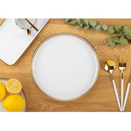 Tavă decorativă LIJA 26 cm crem/auriu