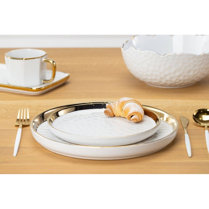 Tavă decorativă LIJA 26 cm crem/auriu