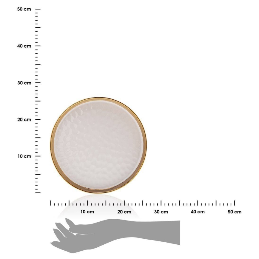 Tavă decorativă LIJA 26 cm crem/auriu