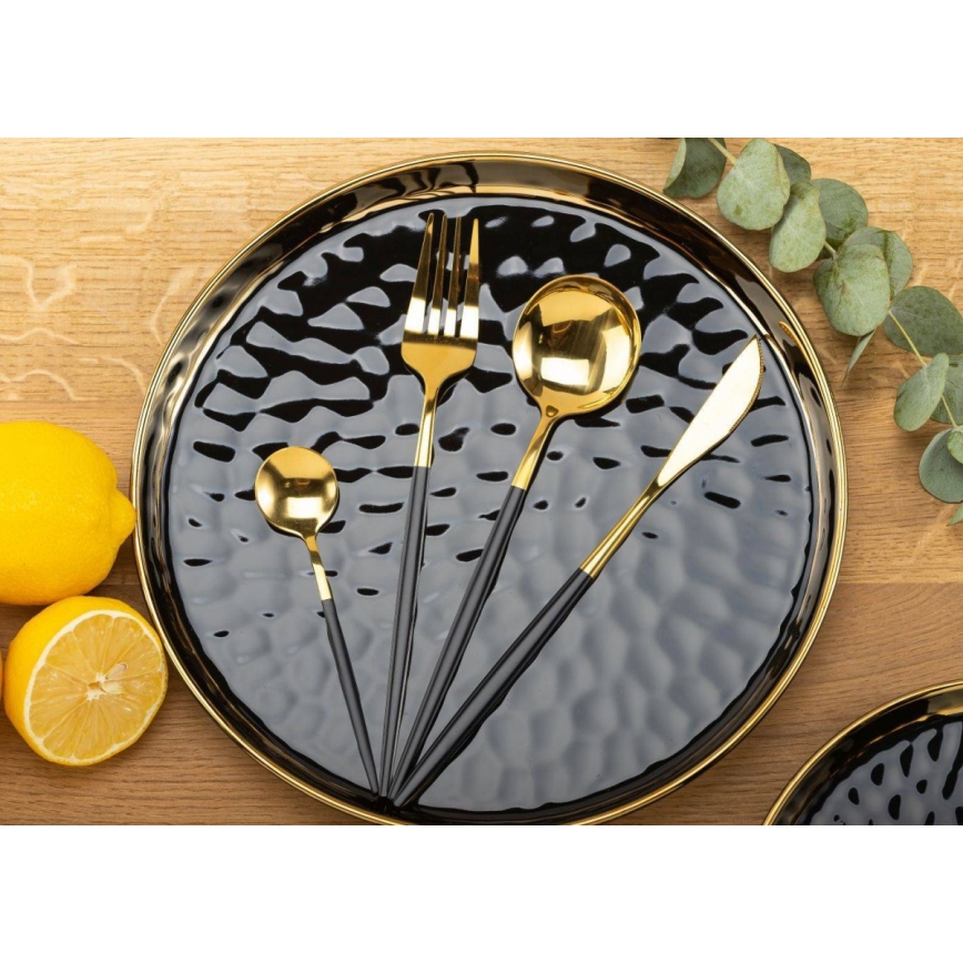 Tavă decorativă LIJA 26 cm negru/auriu