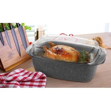Tavă pentru cuptor cu capac 32 x 20 x 11 cm, neagră