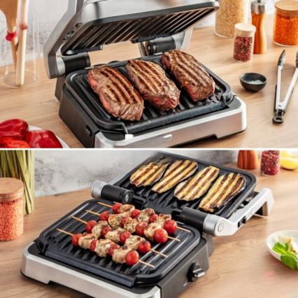 Tefal - Grătar de contact OPTIGRILL 2 în 1 2100W/230V inox