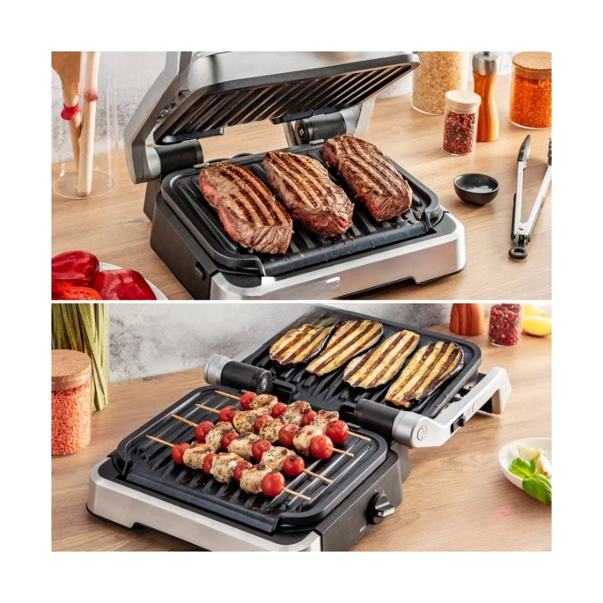 Tefal - Grătar de contact OPTIGRILL 2 în 1 2100W/230V inox