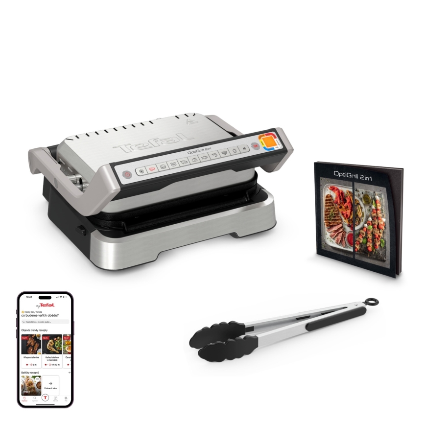 Tefal - Grătar de contact OPTIGRILL 4 în 1 2100 W/230 V inox