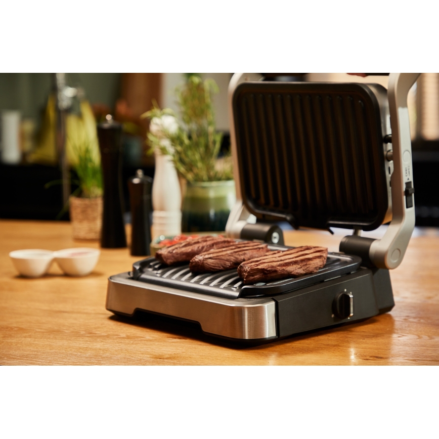 Tefal - Grill de contact OPTIGRILL 2100 W/230 V, crom mat
